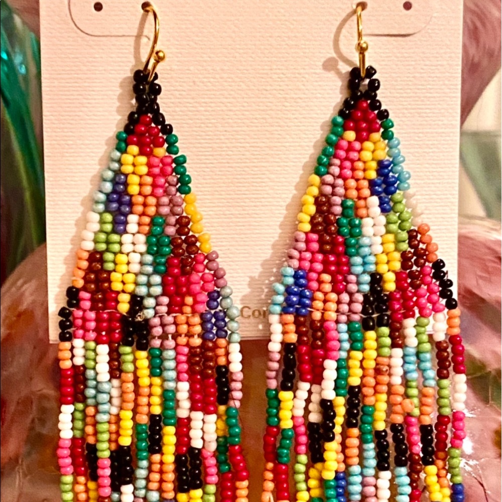 NWT Neiman Marcus/Panacea Rainbow Fringe Chandeliers - Picture 7 of 13